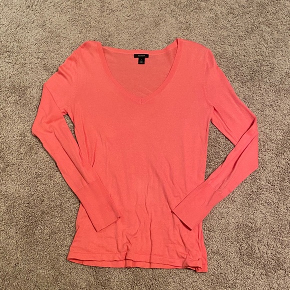 EUC Halogen Coral Tea Rose V-Neck Sweater, Small - Picture 6 of 7